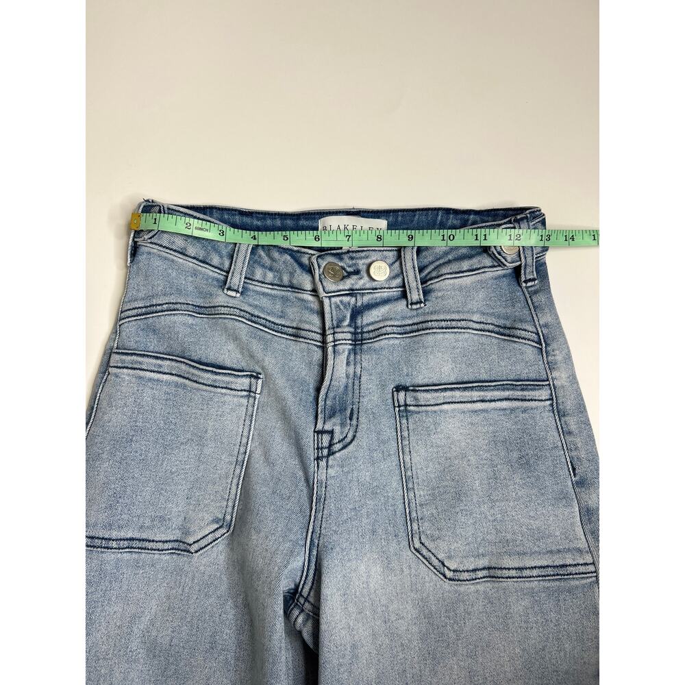 Blakeley Wide Leg Jeans Size 25 Light Wash High Rise Patch Pocket Stretch Denim - Picture 6 of 8